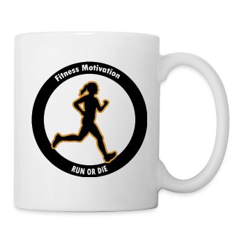 Fitness Motivation. Lauf oder Stirb - Tasse - Weiß - Rechts