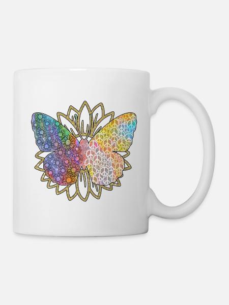 Hippie Peace Peace 60's 70's Love T-Shirt - Mug - white