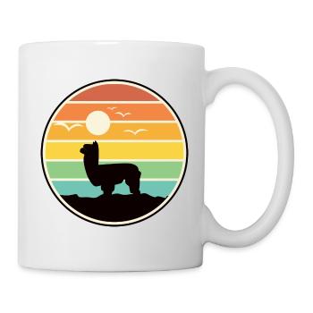 Alpaca silhouette before sunset - Mug - white - Right