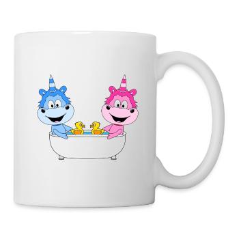 EINHÖRNER - BADEWANNE - LIEBE - LOVE - Tasse - Weiß - Rechts