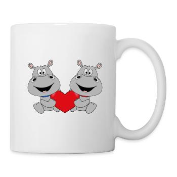 NILPFERDE - FLUSSPFERDE - HIPPOS - LIEBE - HERZ - Tasse - Weiß - Rechts