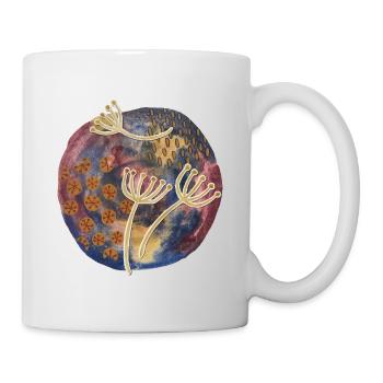 Abstrakte Blumenin Aquarell - Tasse - Weiß - Rechts