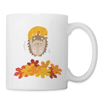 Tender hedgehog with leaf - Mug - white - Right