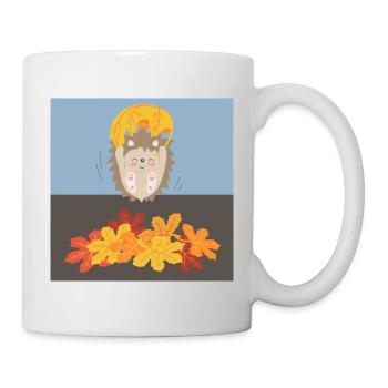 Tender hedgehog with leaf - Mug - white - Right