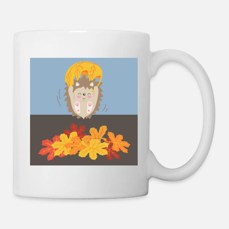 Zarter Igel mit Blatt - Tasse - Weiß