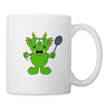 DRACHE - FEDERBALL - SPORT - BADMINTON - TIER - Tasse - Weiß - Rechts