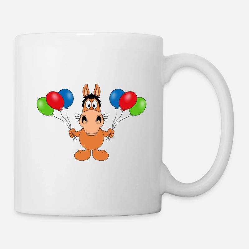 PFERD - PONY - LUFTBALLONS - FEIER - GEBURTSTAG - Tasse - Weiß