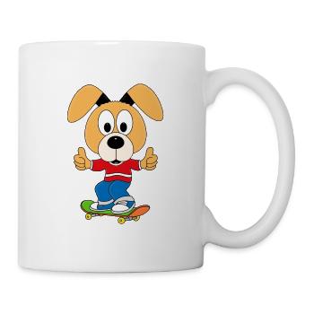 HUND - SKATEBOARD - SPORT - TIER - KIND - BABY - Tasse - Weiß - Rechts
