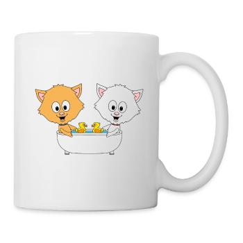 KATZEN - BADEWANNE - TIERISCH - TIERE - FUN - Tasse - Weiß - Rechts