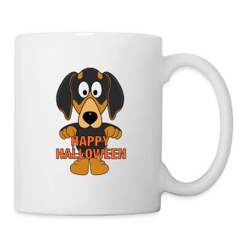 HUND - DACKEL - HAPPY HALLOWEEN - TIERISCH - Tasse - Weiß - Rechts