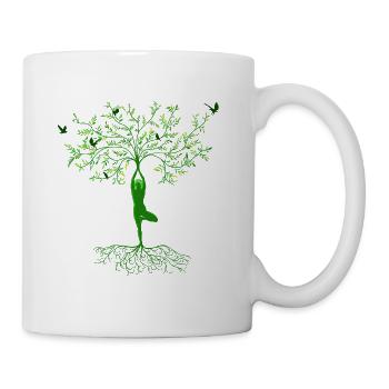 YOGA TREE POSE - VRKSASANA, VRICKSASANA ASANA - Mug blanc - blanc - Droite
