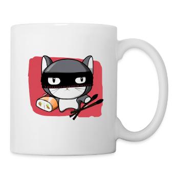 Cat kawaii ninja japanese baguette addicted sushi - Mug - white - Right