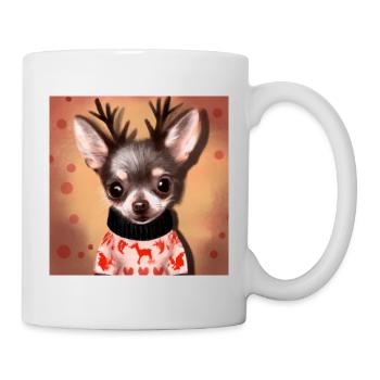 Doux heureux, chien Chihuahua dans un pull de Noël - Mug blanc - blanc - Droite