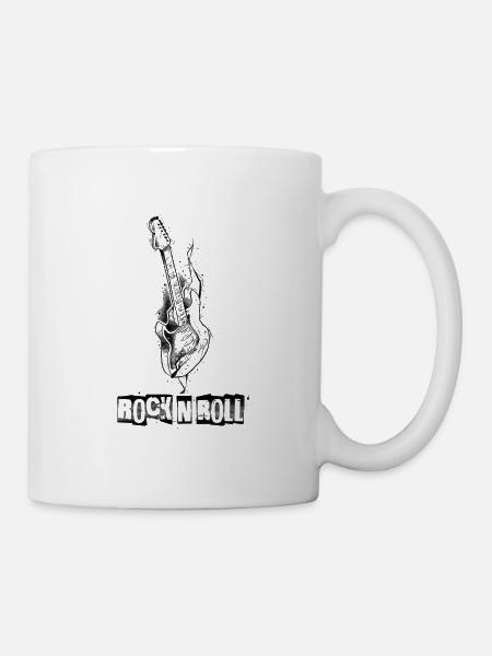 Rock n Roll guitare sketch art - Mug blanc - blanc
