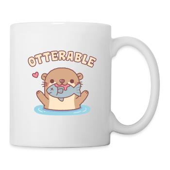 Loutre mignonne avec loutre de poisson drôle - Mug blanc - blanc - Droite