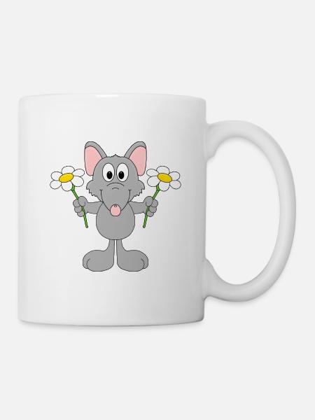 BLUMEN - RATTE - TIER - KIND - BABY - TIERISCH - Tasse - Weiß
