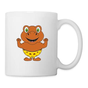 DINO - DINOSAURIER - T-REX - MUSKELN - FITNESS - Tasse - Weiß - Rechts