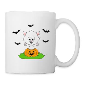 HALLOWEEN - KATZE - KÜRBIS - FLEDERMÄUSE - BABY - Tasse - Weiß - Rechts