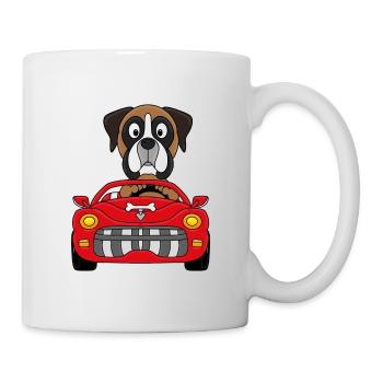 BOXER - HUND - AUTO - TIER - KIND - BABY - Tasse - Weiß - Rechts