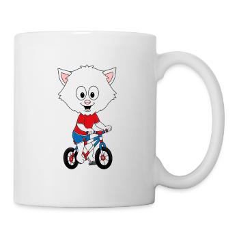 FAHRRAD - RAD - RADFAHRER - KATZE - TIER - BABY - Tasse - Weiß - Rechts