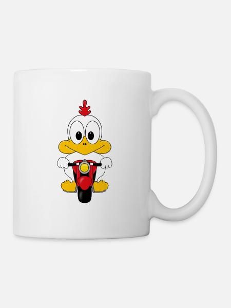 MOTORRAD - BIKER - HUHN - BAUERNHOF - TIERISCH - Tasse - Weiß