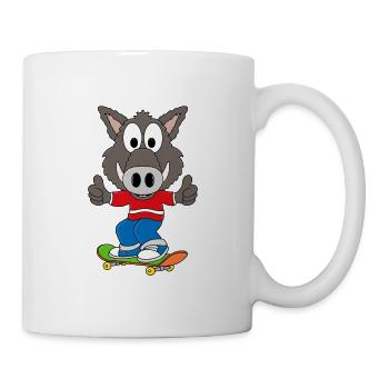 SKATEBOARD - WILDSCHWEIN - SPORT - KIND - BABY - Tasse - Weiß - Rechts
