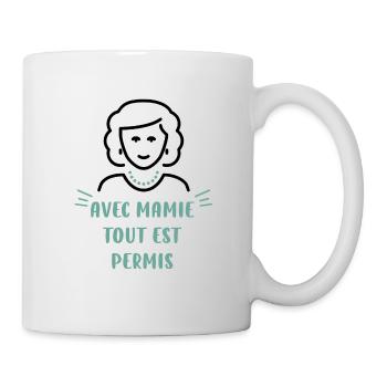 Avec mamie tout est permis - Mug blanc - blanc - Droite