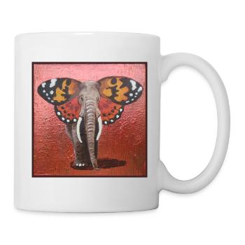 Éléphant papillon - Mug blanc - blanc - Droite