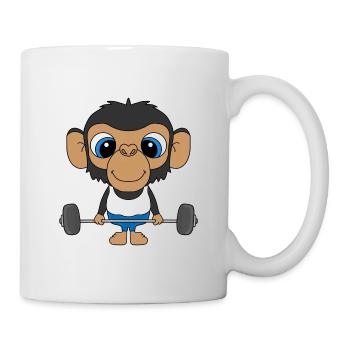 SCHIMPANSE - AFFE - FITNESS - KIND - BABY - Tasse - Weiß - Rechts