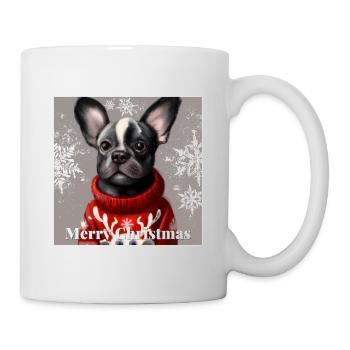Festliche französische Bulldogge in einem süßen Pullover. - Tasse - Weiß - Rechts