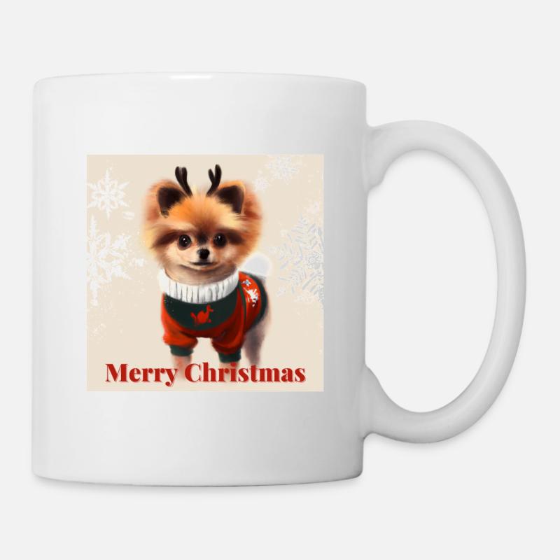 Doux Spitz miniature poméranien dans un Noël. - Mug blanc - blanc
