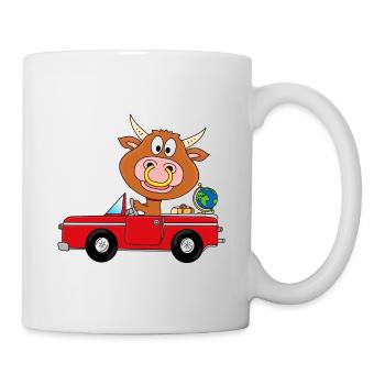 BULLE - RIND - STIER - KUH - WELTENBUMMLER - AUTO - Tasse - Weiß - Rechts