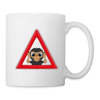 ACHTUNG SCHIMPANSE - AFFE - TIER - KIND - BABY - Tasse - Weiß - Rechts