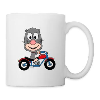 BIKER - MOTORRAD - MAULWURF - TIER - KIND - BABY - Tasse - Weiß - Rechts