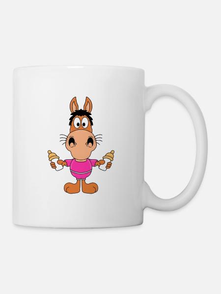 PFERD - FOHLEN - BABY - NACHWUCHS - MILCH - PONY - Tasse - Weiß