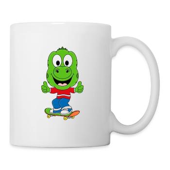 DINO - ECHSE - GECKO - SKATEBOARD - KIND - BABY - Tasse - Weiß - Rechts