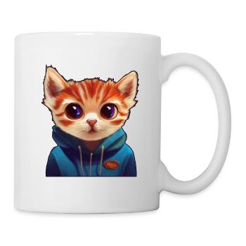 Katze mit Pullover - Tasse - Weiß - Rechts
