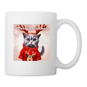 Sweet British Cat in a Christmas sweater. - Mug - white - Right