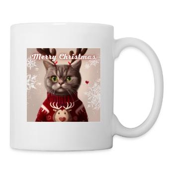Sweet British Cat in a Christmas sweater. - Mug - white - Right