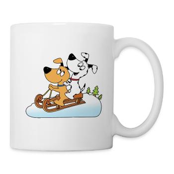 HUNDE - SCHLITTEN - RODELN - HUND - WINTERSPORT - Tasse - Weiß - Rechts