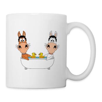 BADEN - BADEWANNE - PFERDE - PONYS - LIEBE - Tasse - Weiß - Rechts