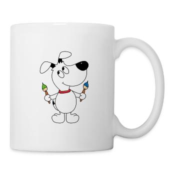 HUND - MALER - KÜNSTLER - KUNST - PINSEL - TIER - Tasse - Weiß - Rechts