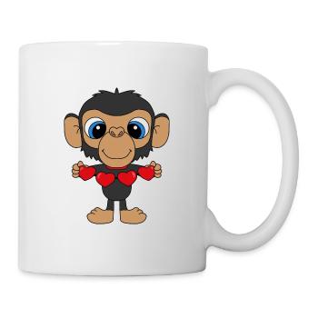 AFFE - SCHIMPANSE - HERZEN - LIEBE - TIERLIEB - Tasse - Weiß - Rechts