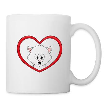 LIEBE - HERZ - KATZE - KATER - TIERLIEB - VERLIEBT - Tasse - Weiß - Rechts