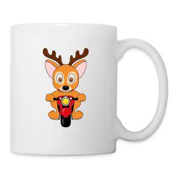 BIKER - MOTORRAD - REH - TIER - KIND - BABY - Tasse - Weiß - Rechts