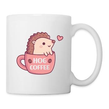 Cute Hedgehog in Coffee Mug, Hog Coffee Pun Funny - Mug - white - Right