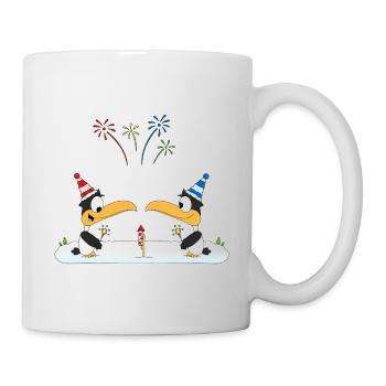 PINGUINE - LIEBE - SILVESTER - NEUJAHR - FEUERWERK - Tasse - Weiß - Rechts