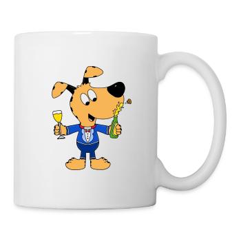 HUND - PARTY - FEIER - SILVESTER - NEUJAHR - TIER - Tasse - Weiß - Rechts