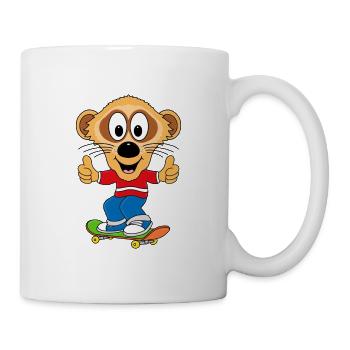 SKATEBOARD - ERDMÄNNCHEN - SPORT - KIND - BABY - Tasse - Weiß - Rechts