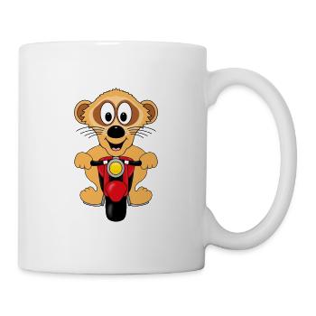 ERDMÄNNCHEN - MOTORRAD - BIKER - TIERISCH - Tasse - Weiß - Rechts